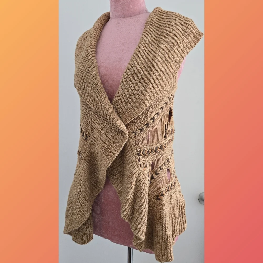 Designer Ralph Lauren Jute Viscose Vest Boho Lagenlook Size S - Picture 2 of 8